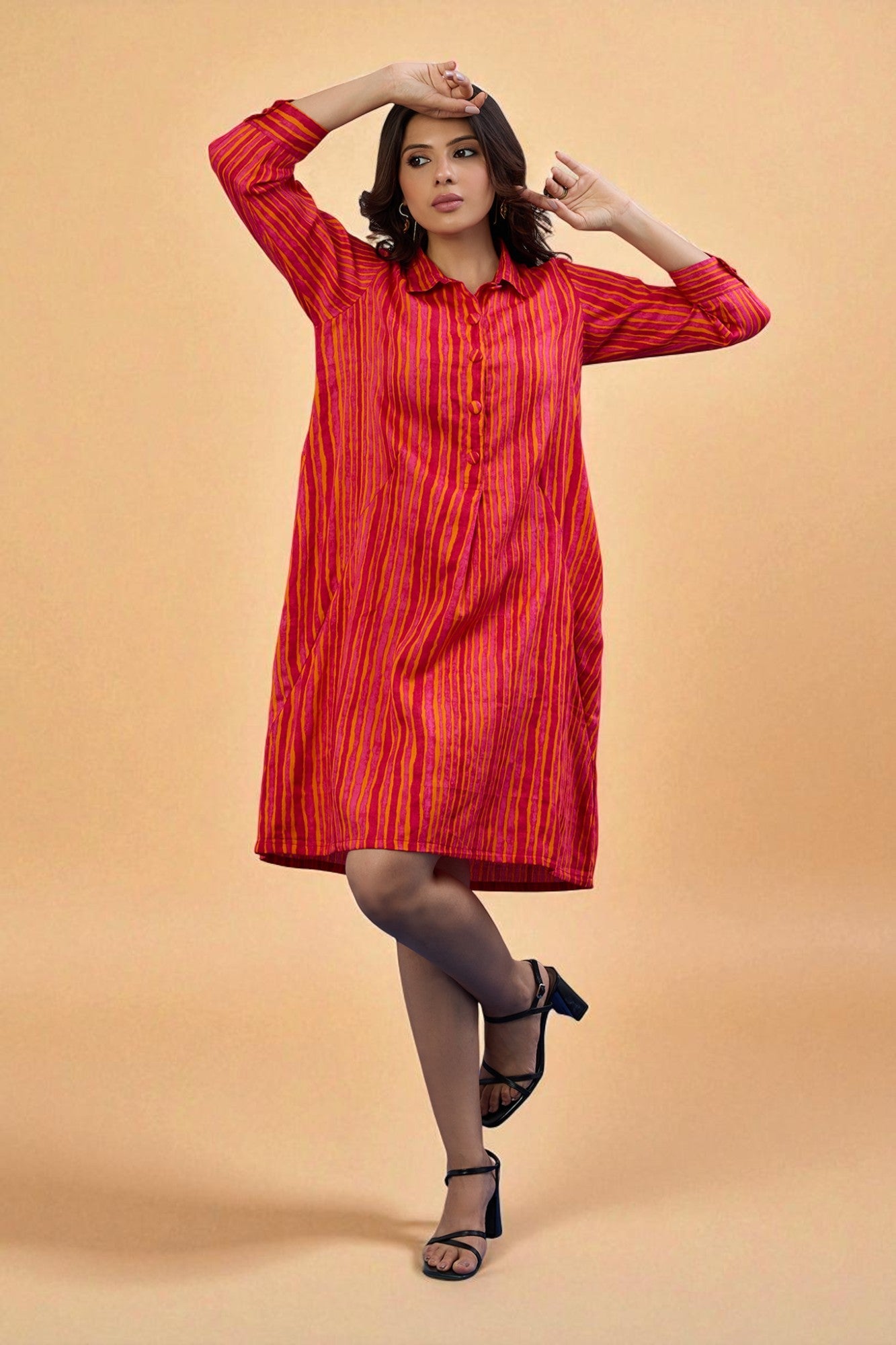 Sunset Rhythm Tunic Shirt Dress