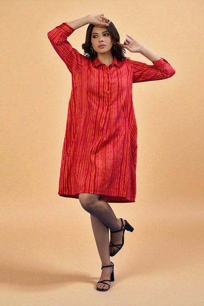 Sunset Rhythm Tunic Shirt Dress
