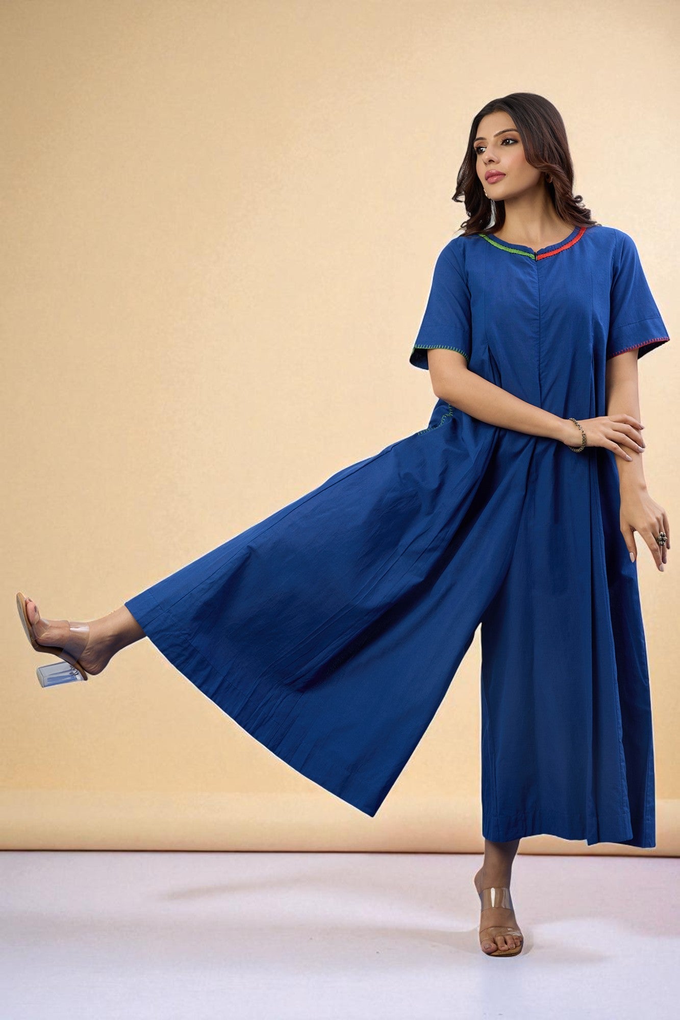 Sapphire Flame Jumpsuit with Pockets & Sleeves Mc