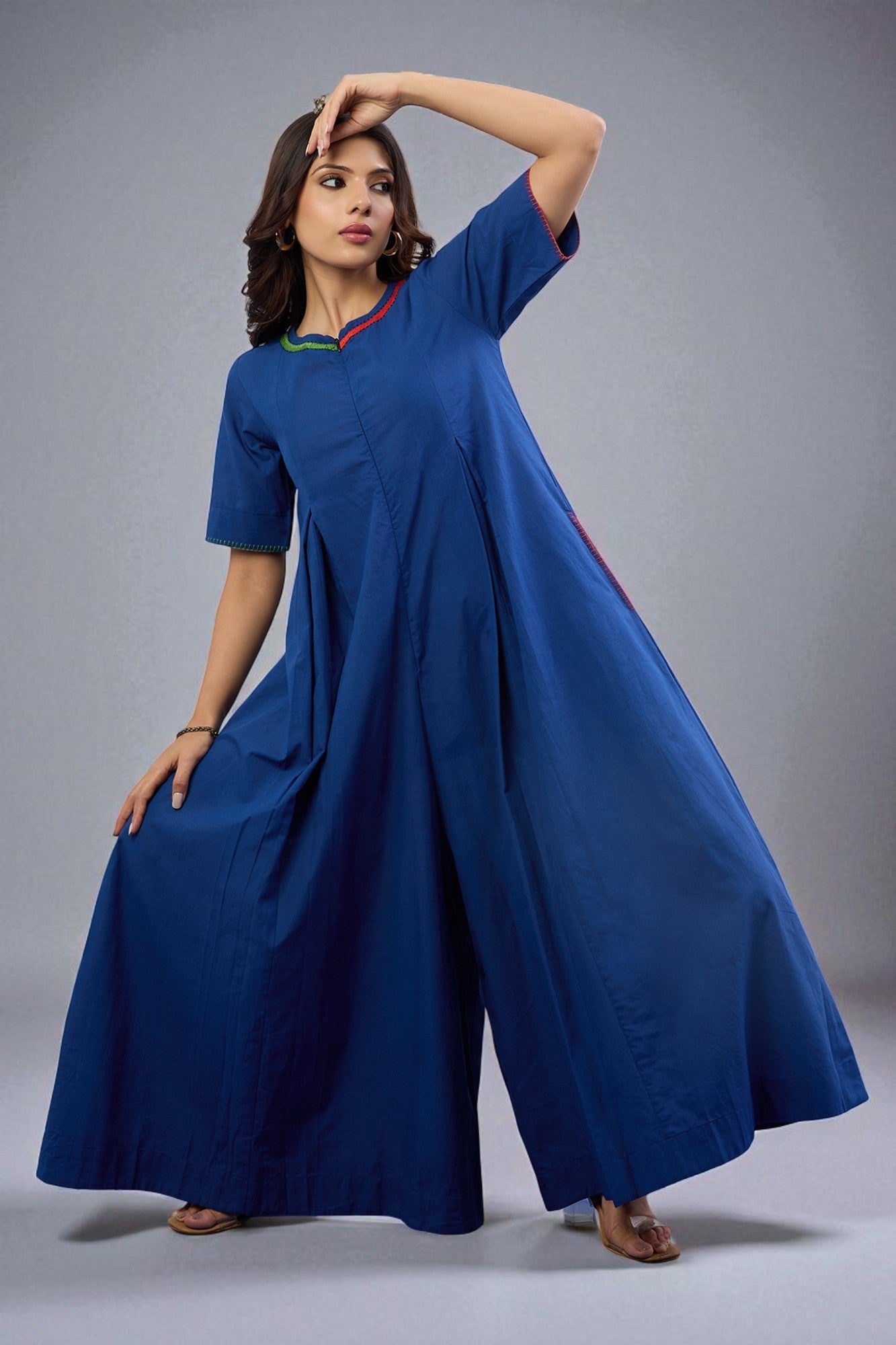 Sapphire Flame Jumpsuit with Pockets & Sleeves Mc