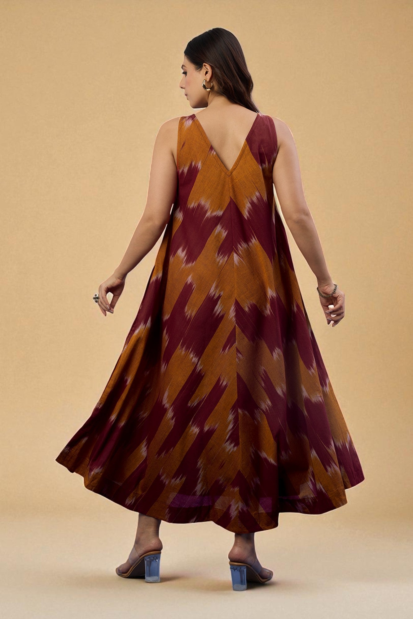 Rustic Rhythm Sleeveless Strap V-Neck Bias Dress Mc