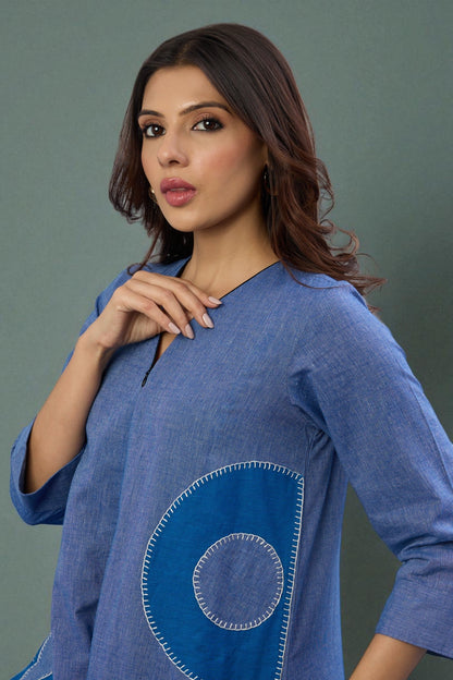 Celestial Denim Applique Jumpsuit With Pockets & Sleeves Mc