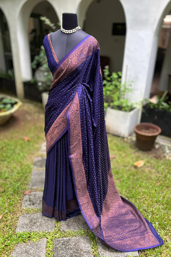 Semi Satin Silk Saree Dark Purple