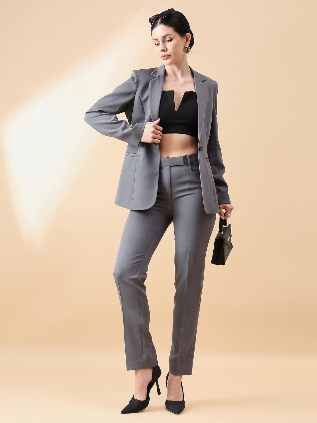 Stretch Pant suit- Dark Grey