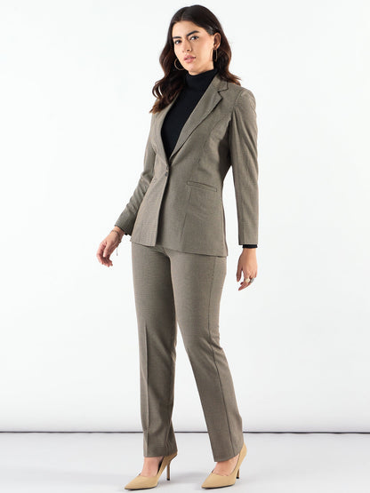 Notched Lapel Refined Check Blazer Paired With Trouser In 4-Way Stretch Fabric