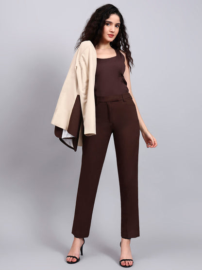 Powersutra Beige And Brown Color Block Suit Set