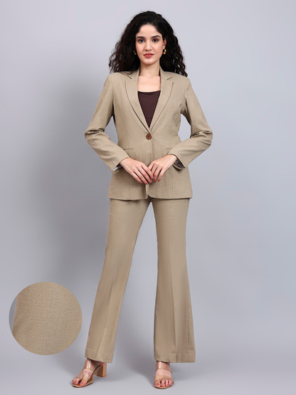 Powersutra Beige Tailored Stretch Pantsuit
