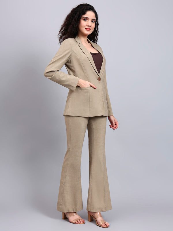 Powersutra Beige Tailored Stretch Pantsuit
