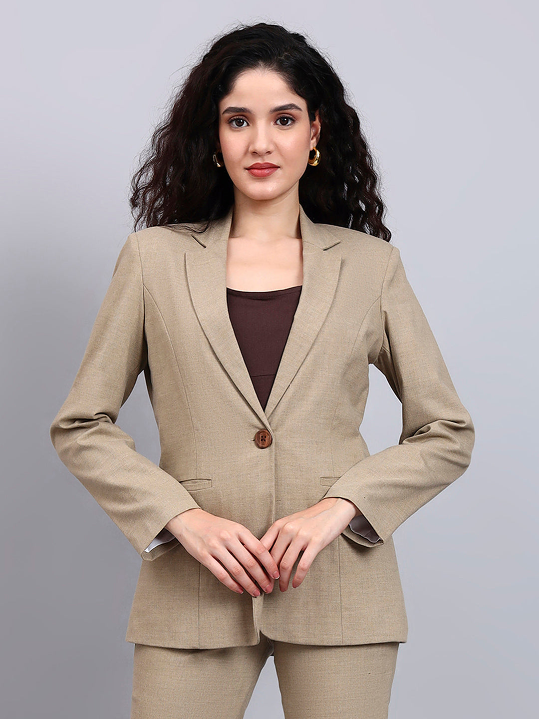 Powersutra Beige Tailored Stretch Pantsuit