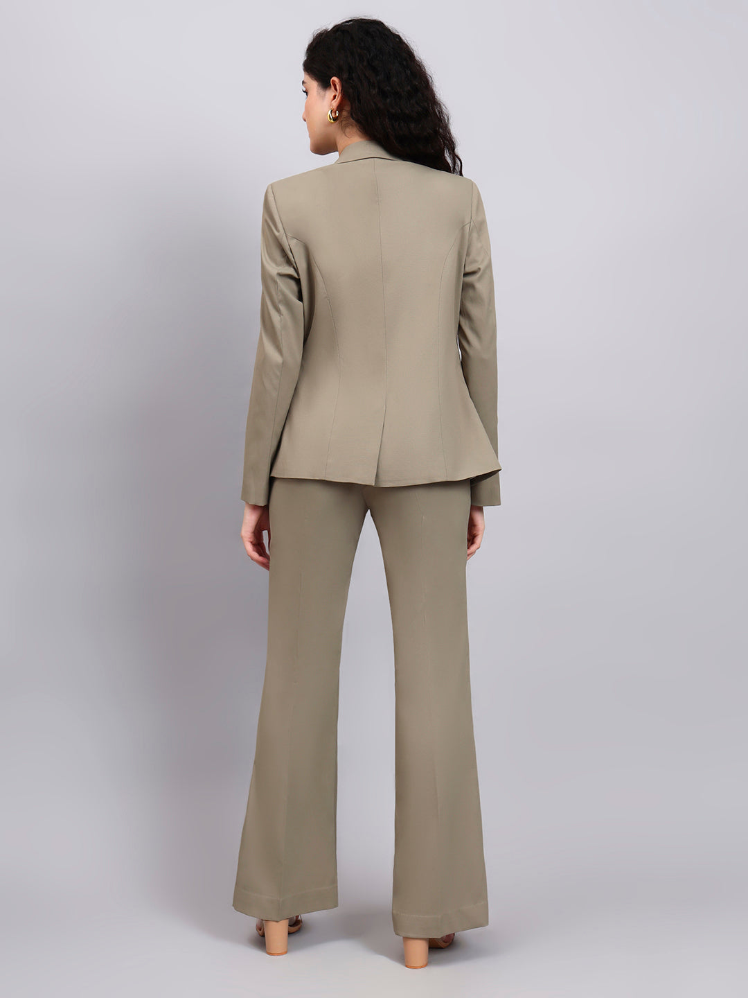 Powersutra Stretch-Fit Pastel Fern Green Power Suit With Sharp Notch Collar