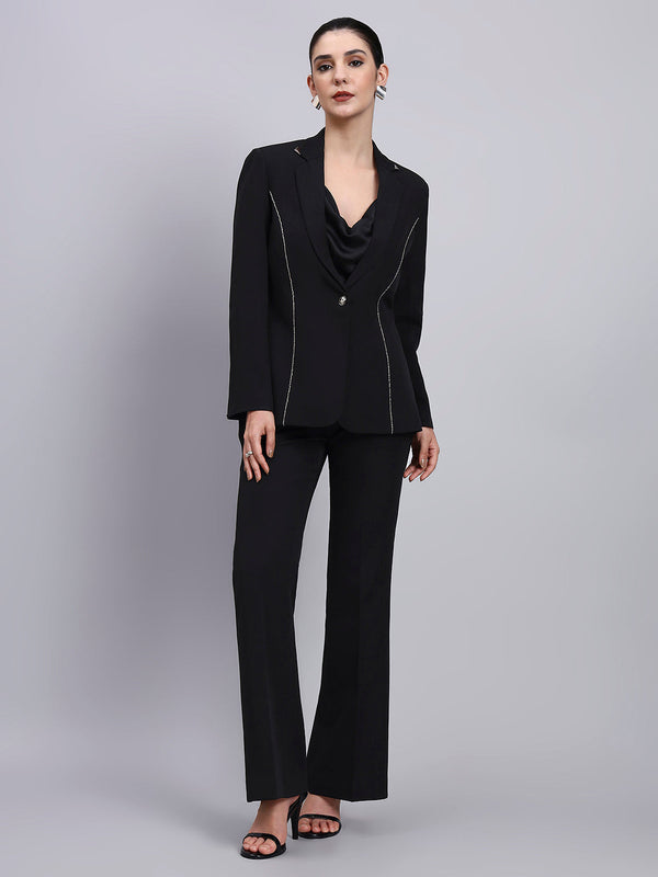 Powersutra Tailored Embellished Contour Black Blazer Set