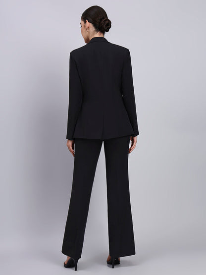 Powersutra Tailored Embellished Contour Black Blazer Set