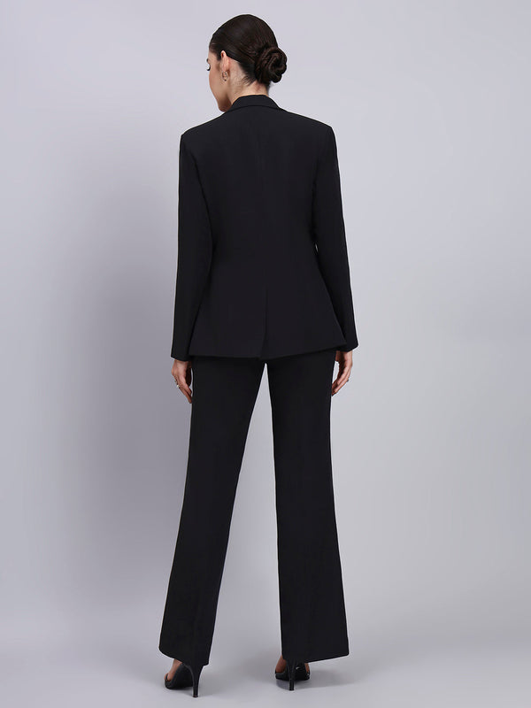 Powersutra Tailored Embellished Contour Black Blazer Set