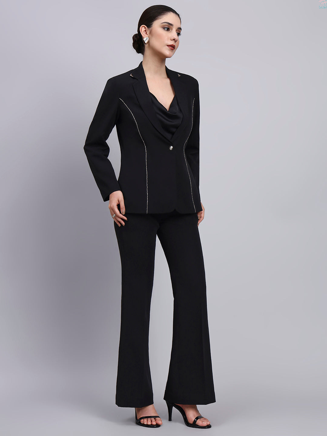 Powersutra Tailored Embellished Contour Black Blazer Set