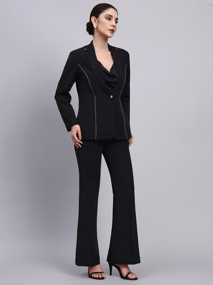 Powersutra Tailored Embellished Contour Black Blazer Set