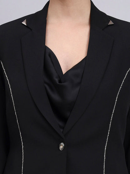 Powersutra Tailored Embellished Contour Black Blazer Set