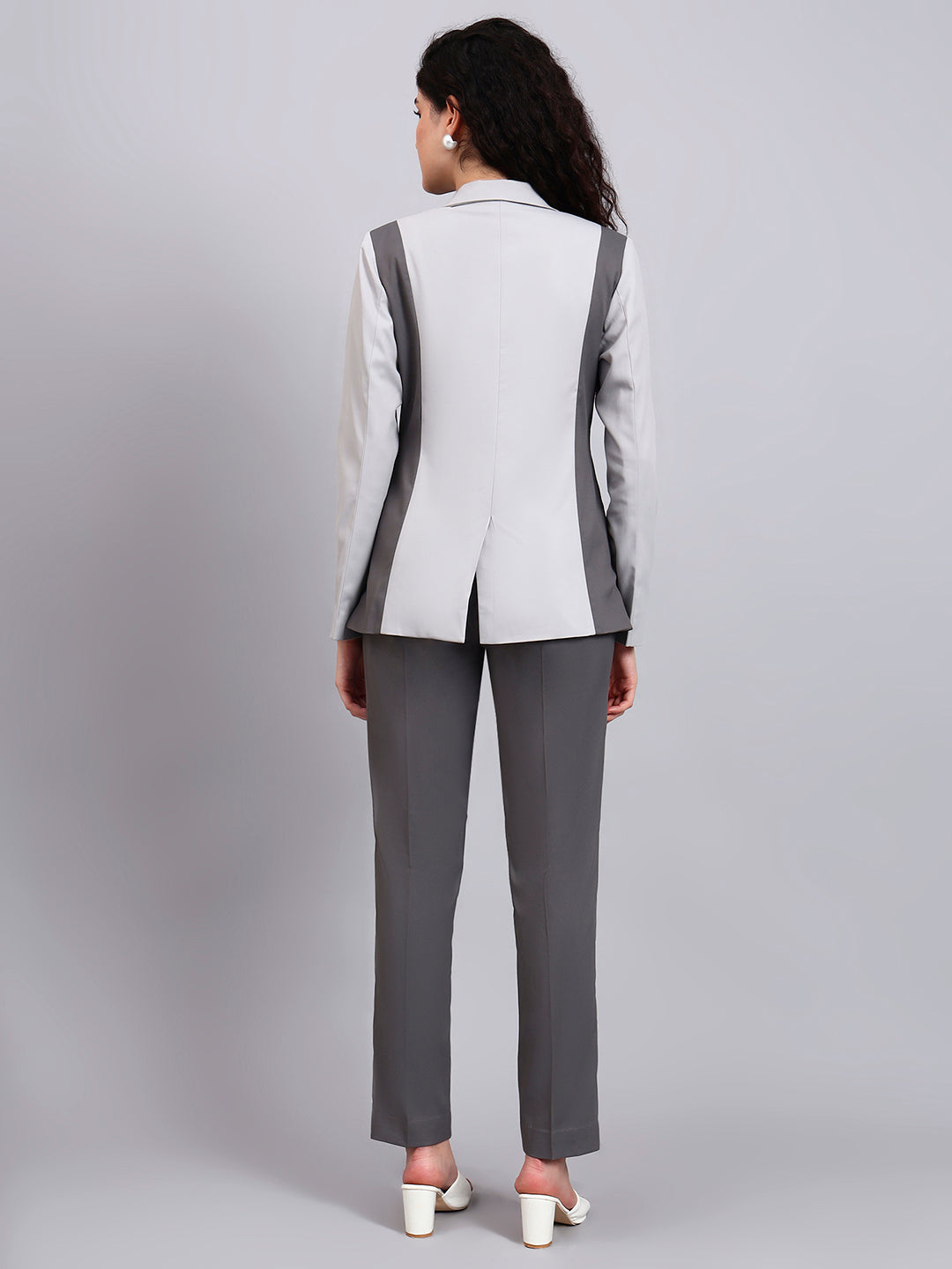 Powersutra Two-Tone Grey Color Blocking Suit That Defines Power Dressing With Sleek Precision