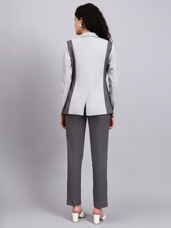 Powersutra Two-Tone Grey Color Blocking Suit That Defines Power Dressing With Sleek Precision