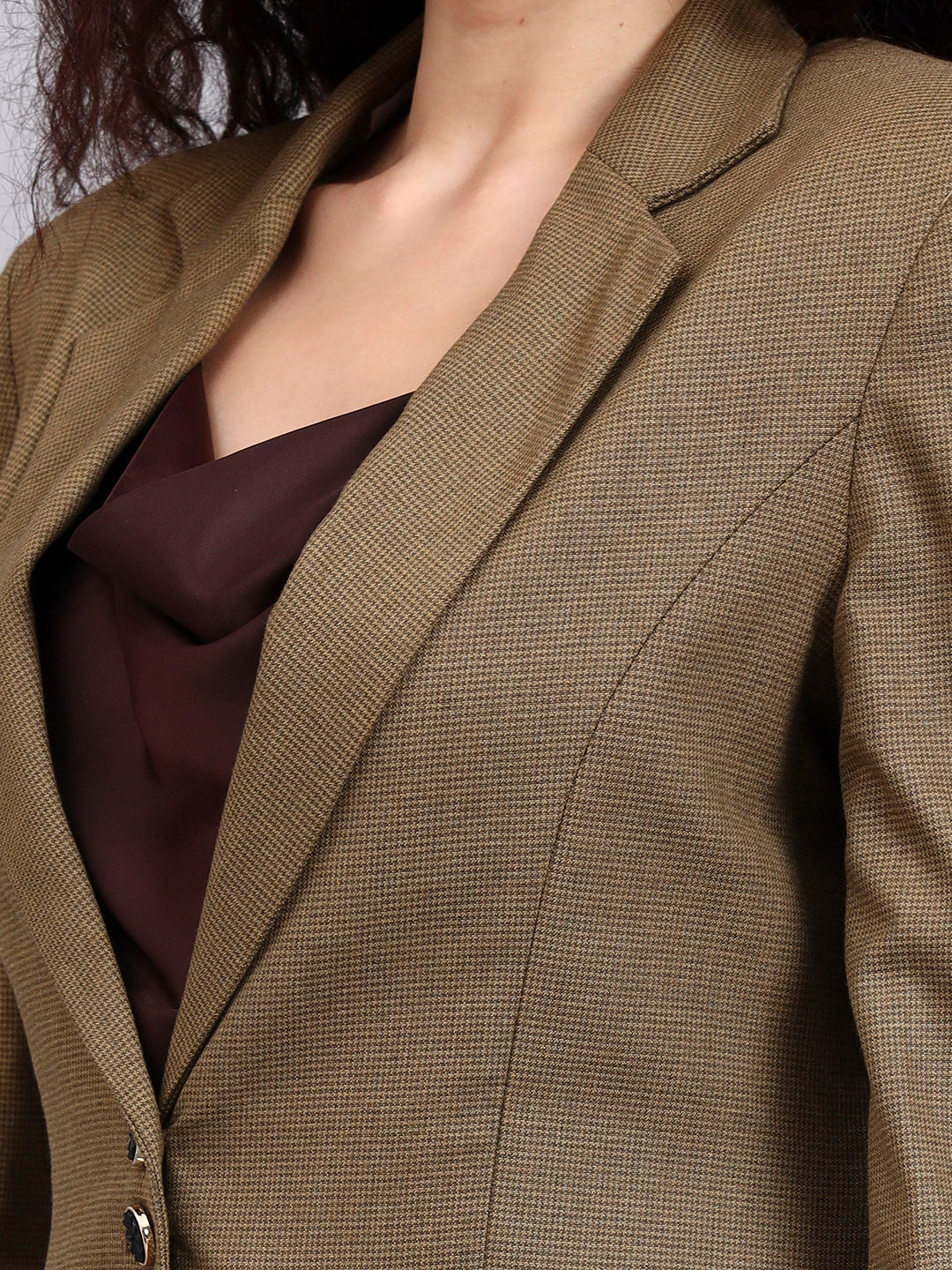 Powersutra Classic Beige Notch Collar Blazer Set