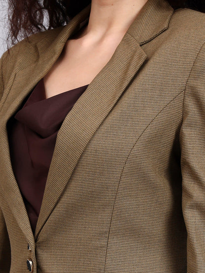 Powersutra Classic Beige Notch Collar Blazer Set