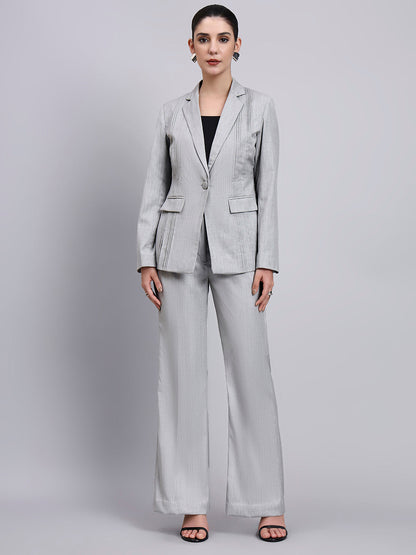 Powersutra Tailored Power Suit Featuring Refined Linear Detailing With Flared Pants