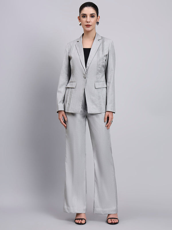 Powersutra Tailored Power Suit Featuring Refined Linear Detailing With Flared Pants