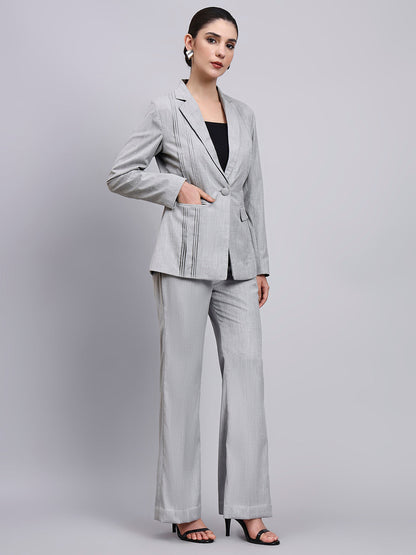 Powersutra Tailored Power Suit Featuring Refined Linear Detailing With Flared Pants