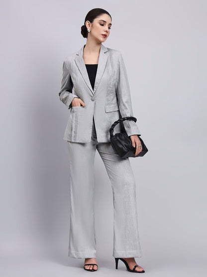 Powersutra Tailored Power Suit Featuring Refined Linear Detailing With Flared Pants