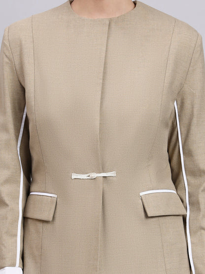 Powersutra Tailored Dual-Tone Stretch Power Suit Featuring Refined Linear Detailing With Flared Pants