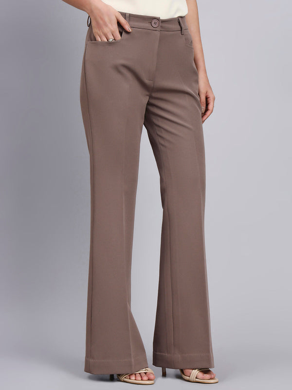 Powersutra Tailored Beige-Brown Lapel Less Blazer-Set With Flared Pants