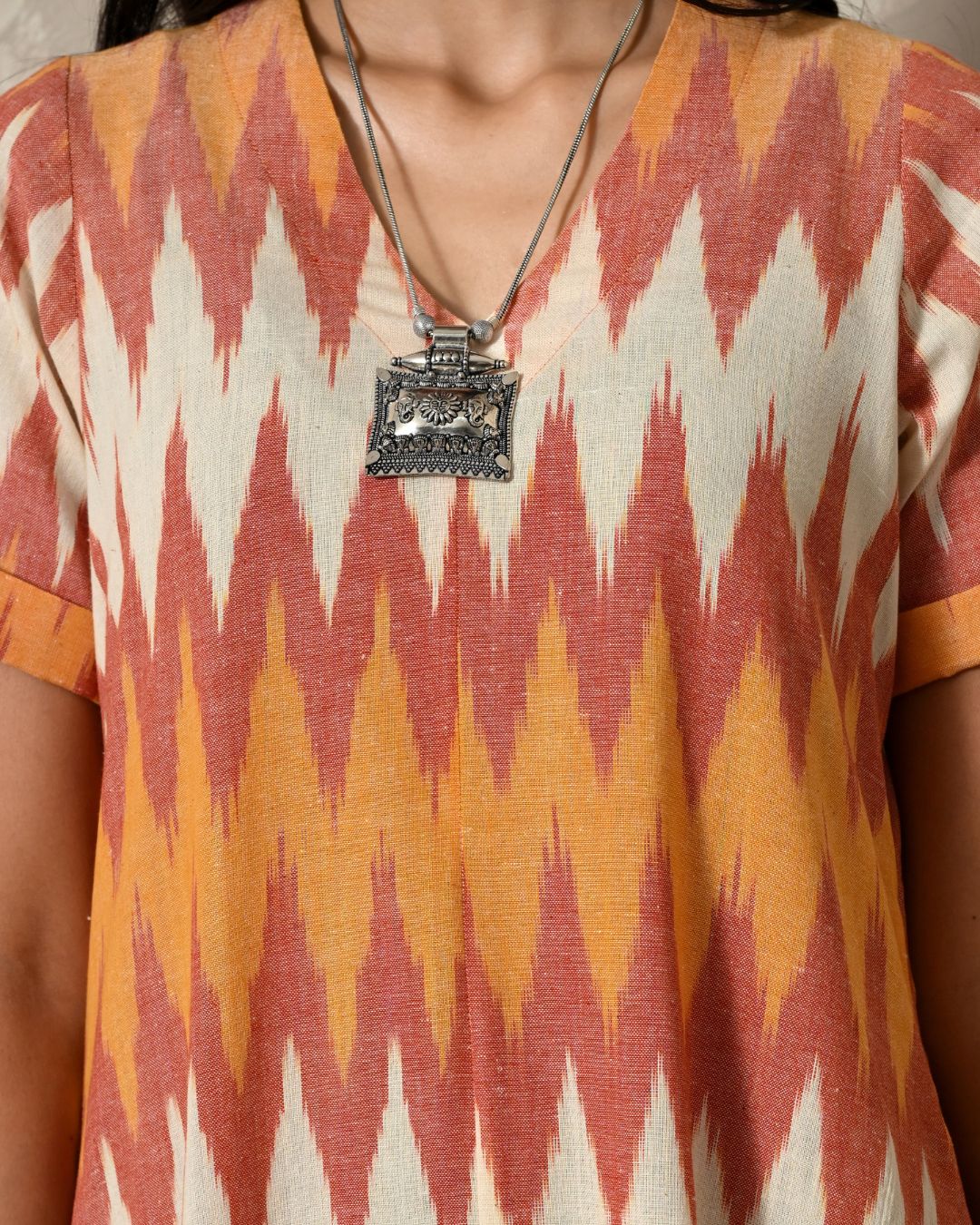 Pink Ikat Aline Dress