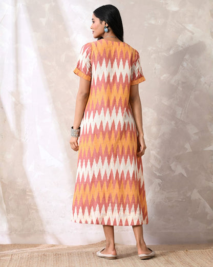 Pink Ikat Aline Dress