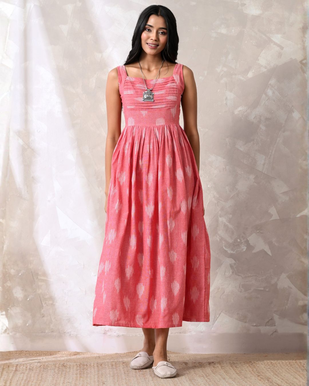 Mira Pink Ikat Maxi Dress