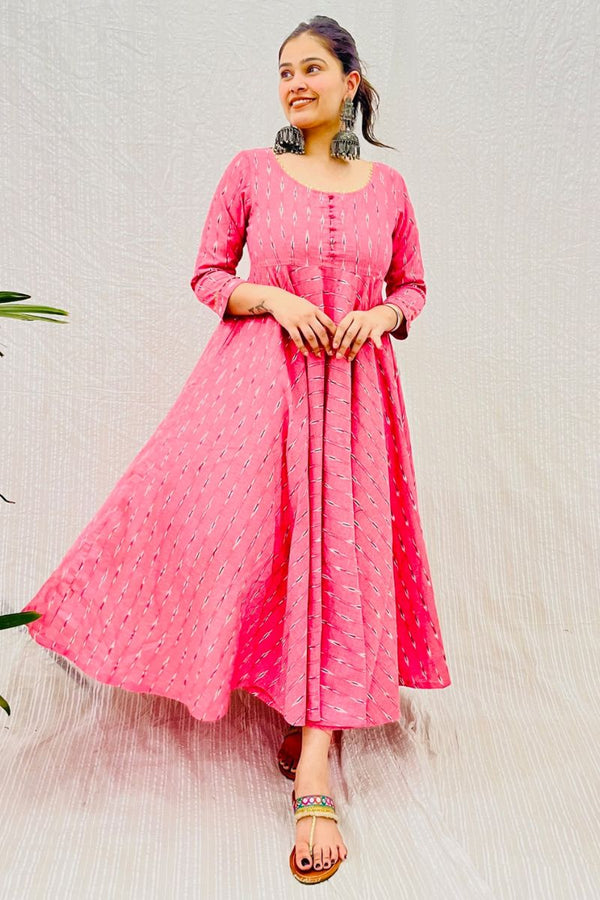 Peach Ikat Twirl Maxi Dress