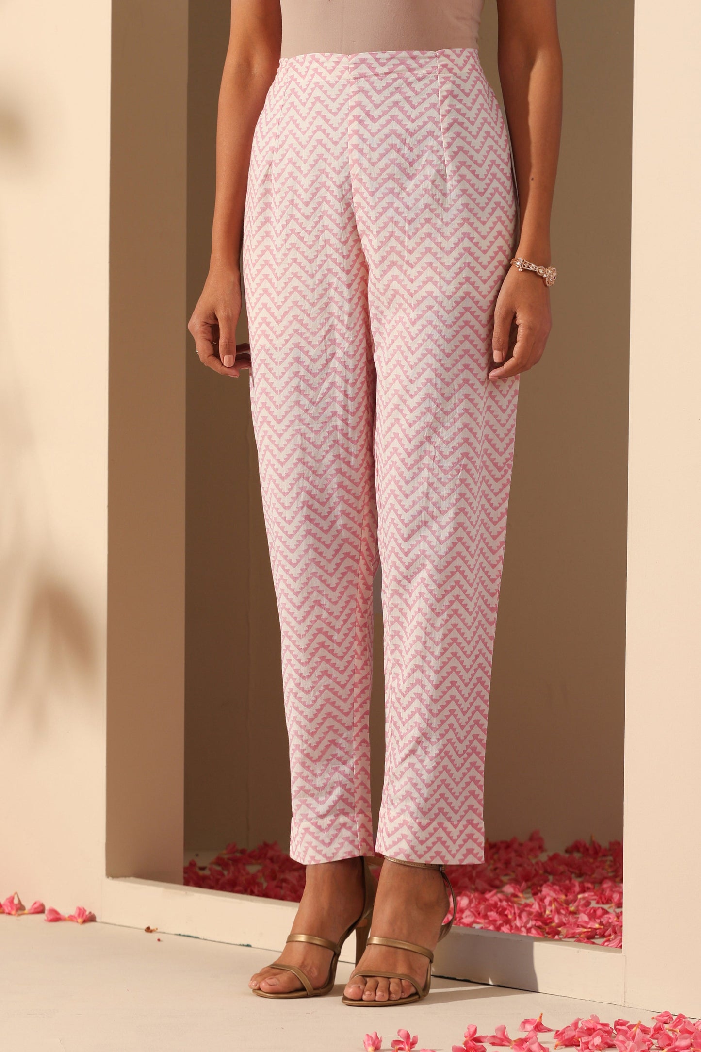 Murraya Rose Pink Mirrorwork Chanderi Kurta Set of 3