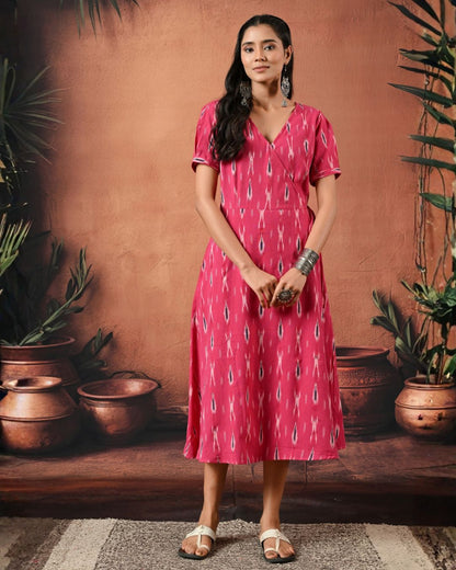 Gul Pink Ikat Wrap Dress Bo