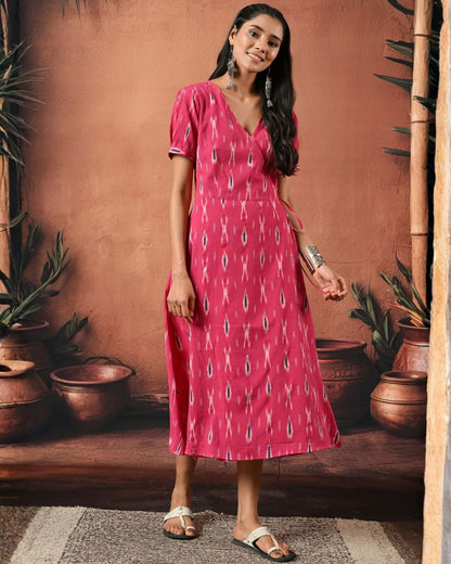 Gul Pink Ikat Wrap Dress Bo