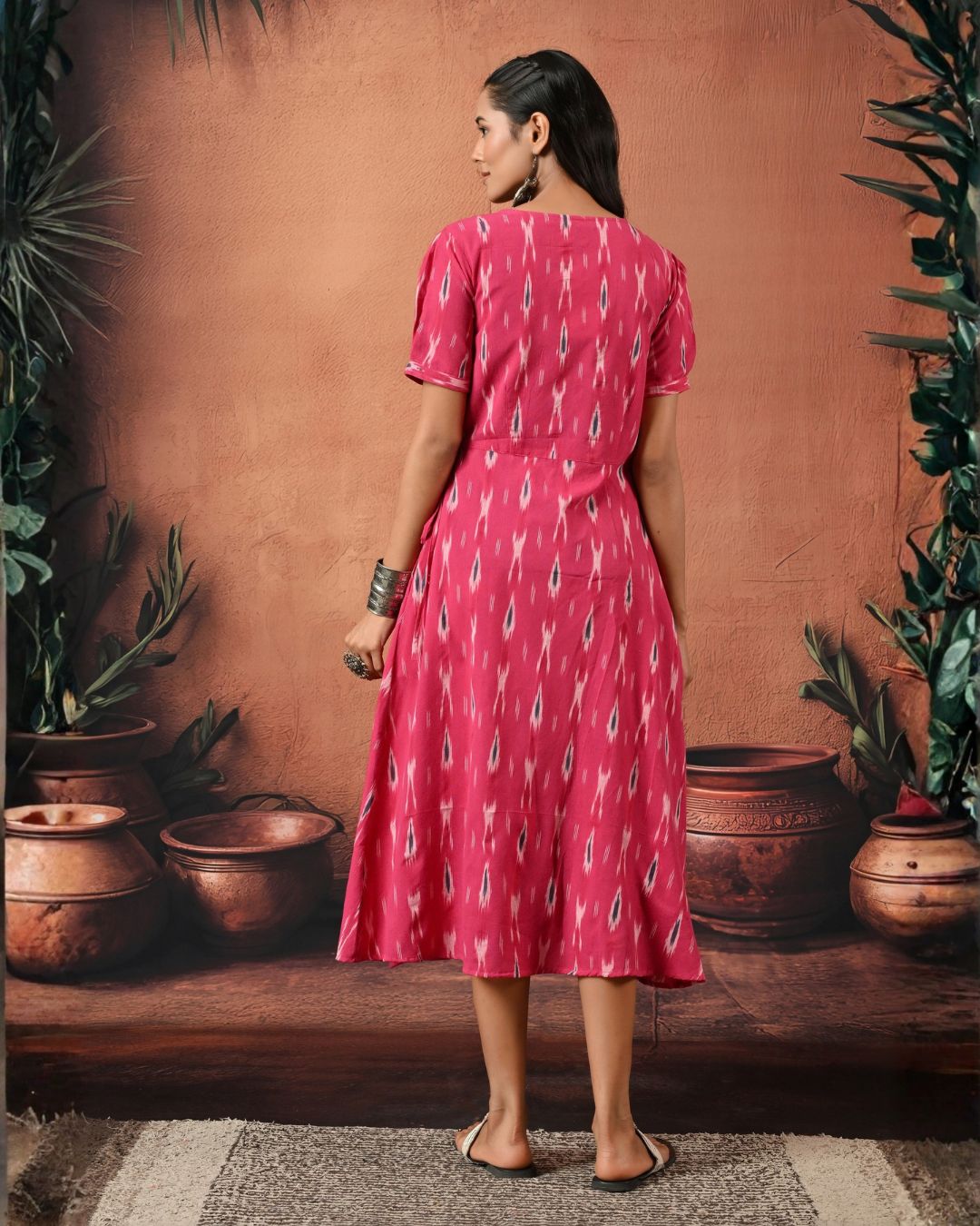 Gul Pink Ikat Wrap Dress Bo