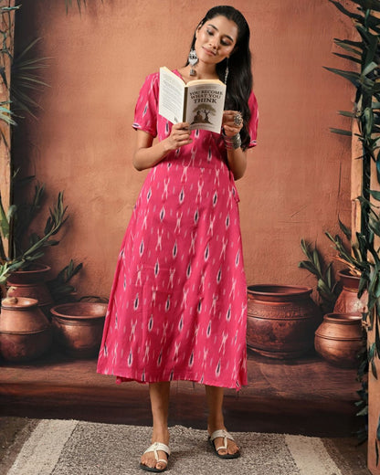 Gul Pink Ikat Wrap Dress Bo