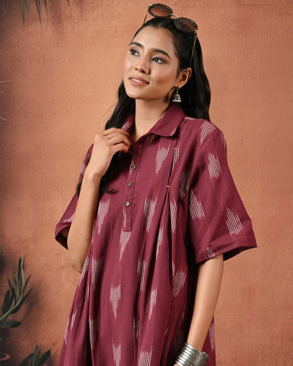 Plum Ikat Swing Dress Bo