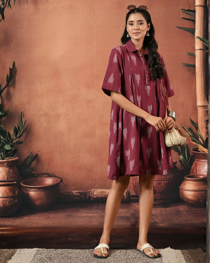Plum Ikat Swing Dress Bo