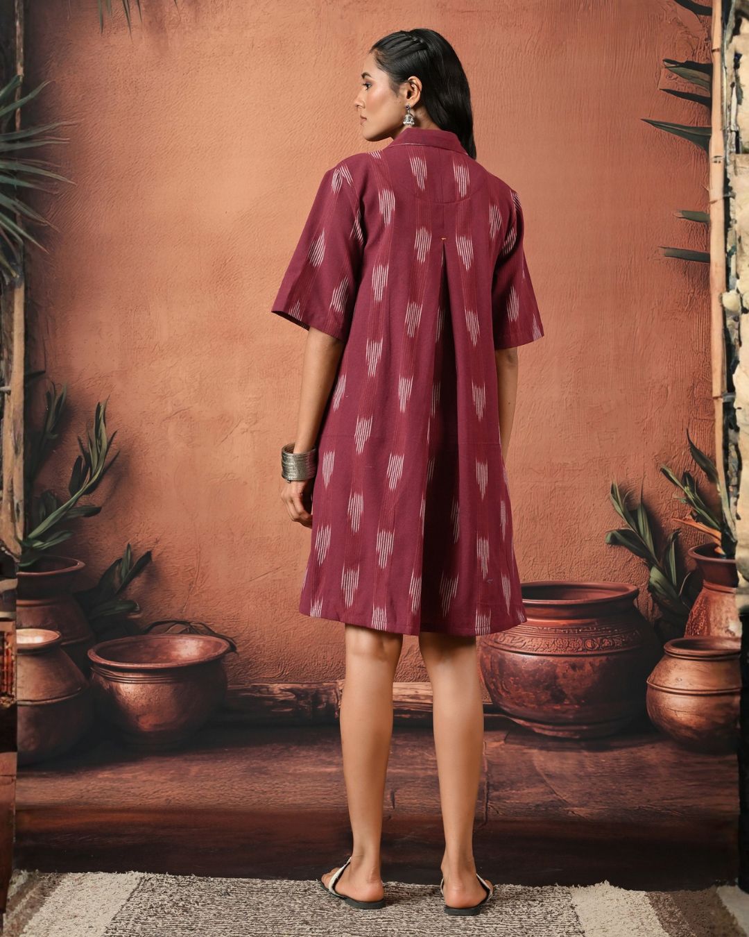 Plum Ikat Swing Dress Bo