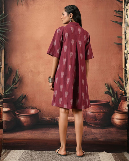 Plum Ikat Swing Dress Bo