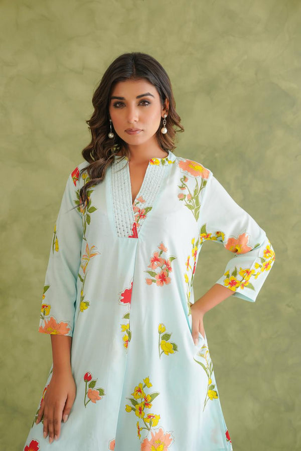 Meeval Modal Silk Co-ord Set With Zari and Sequins Work & Double Pockets in Kurta LP