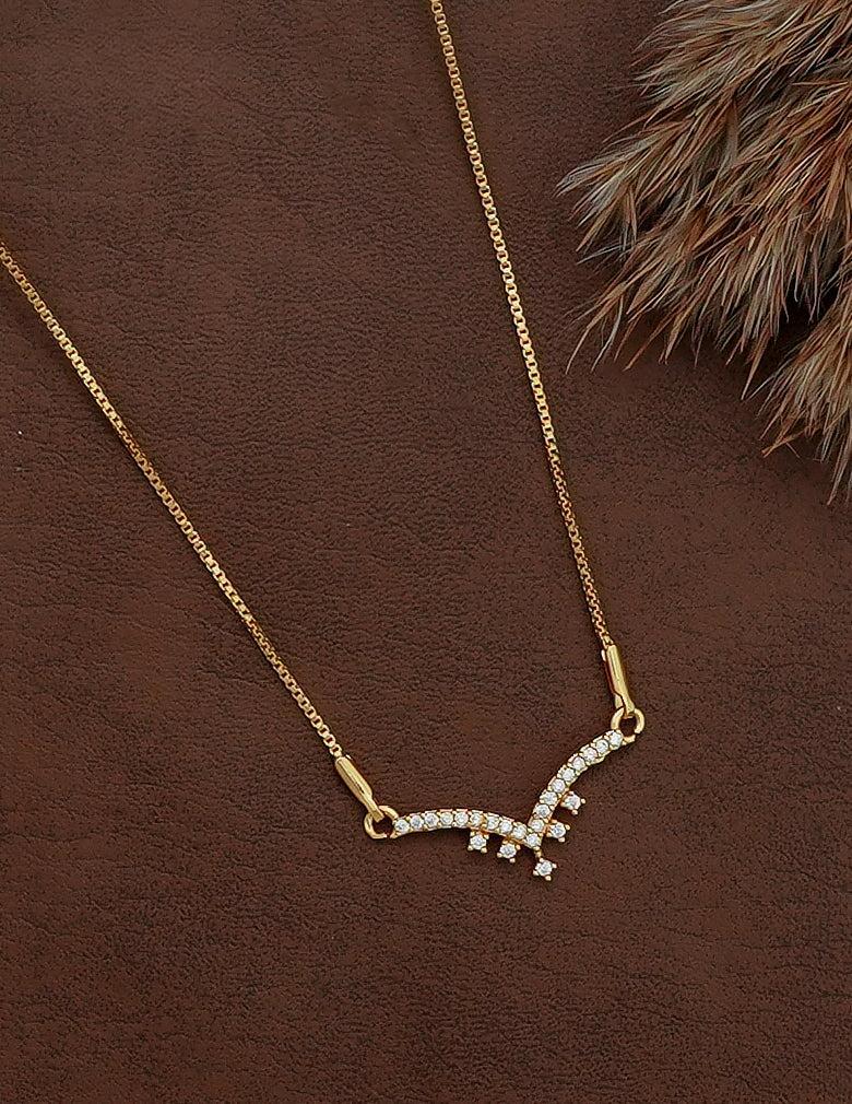 18K Gold-Tone Minimalist Crystal Pendant Necklace