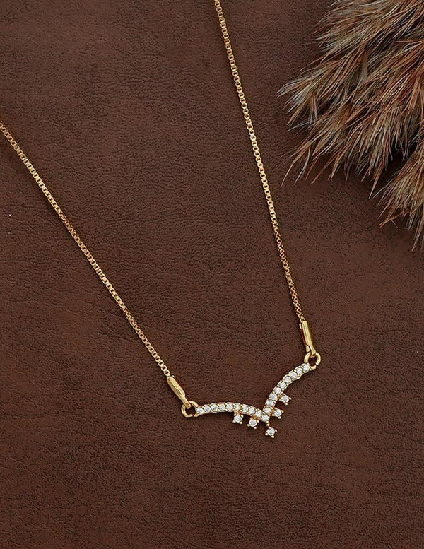 18K Gold-Tone Minimalist Crystal Pendant Necklace LP- 48Hr Delivery