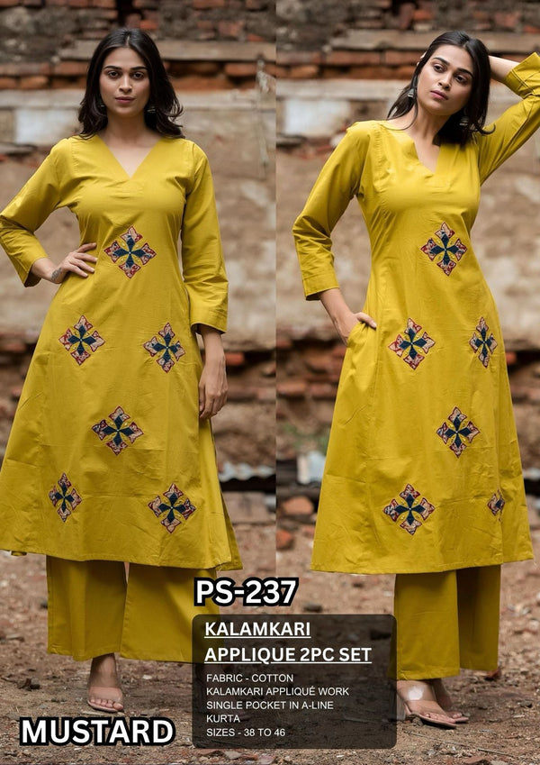 Meeval Kalamkari 2PC Set with Kalamkari Applique Work LP