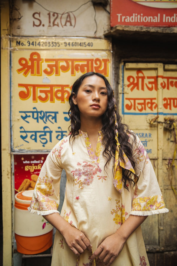 Ivory Blossom Kurta Only