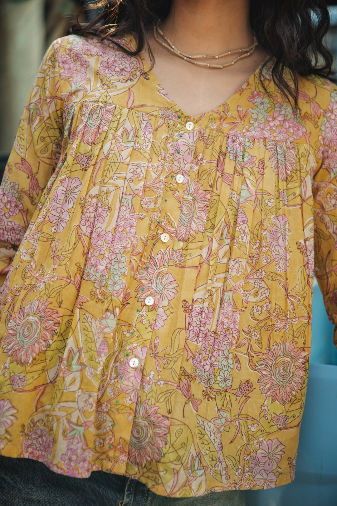 Marigold Floral Cotton Top