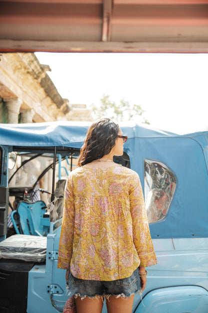 Marigold Floral Cotton Top